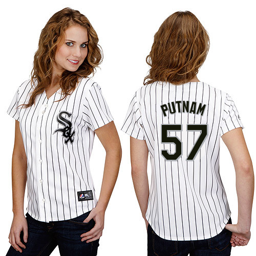Zach Putnam #57 mlb Jersey-Chicago White Sox Women's Authentic Home White Cool Base Baseball Jersey